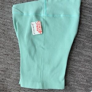 Free People Free Throw Shorts Ribbed High Rise Turquoise Mint Green